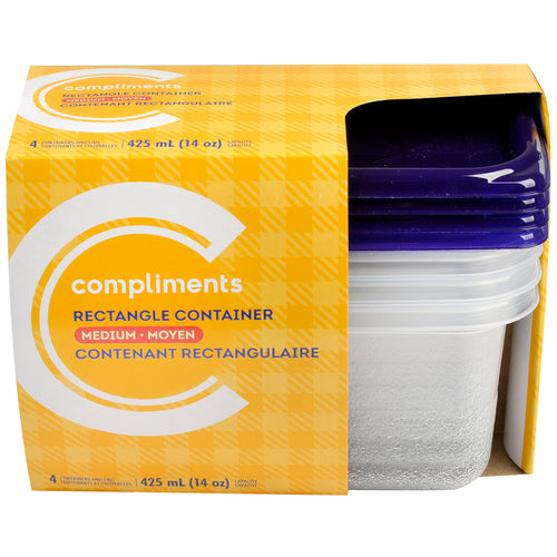 COMPLIMENTS MEDIUM RECTANGULAR CONTAINER, 6 X 4 UN