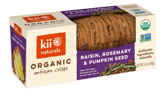 KII NATURALS, RAISIN ROSEMARY PUMPKIN SEED OR CRISP, 6 x 150G