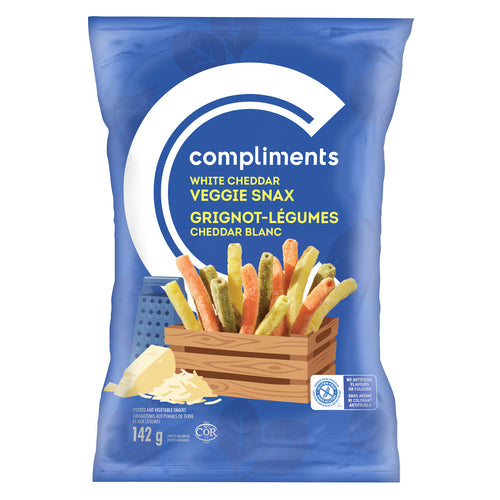 COMPLIMENTS WHITE CHEDDAR VEGGIE SNAX, 10 X 142 G