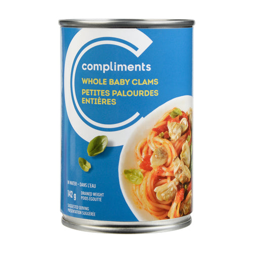 COMPLIMENTS SMOKED LITTLE NECK CLAMS, 24 X 142 G
