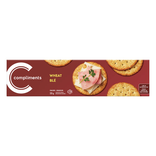 COMPLIMENTS MINI WHOLE WHEAT CRACKERS, 12 X 225 G